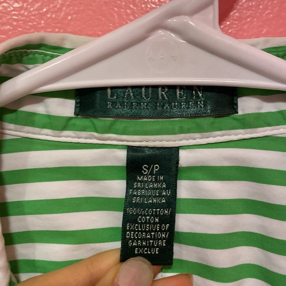 Ralph Lauren Green Stripe Button Down Shirt - Picture 4 of 5